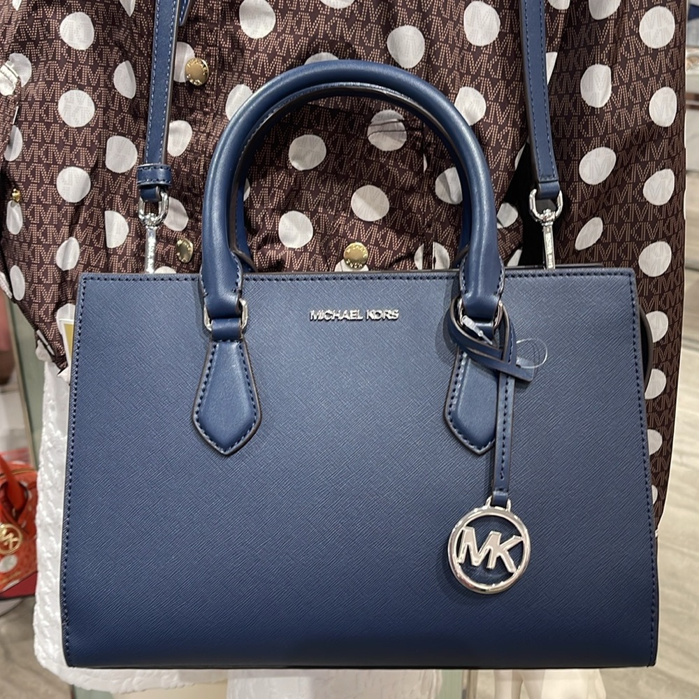 Michael Kors Sheila Medium Center Zip Satchel Crossbody Bag
Navy 
NWT - Picture 15 of 16